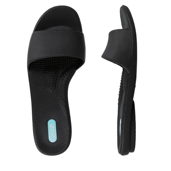 OKA b. Shoes - OKA b. Grace Licorice Black Slide Sandals M (6.5-7.5) Never worn